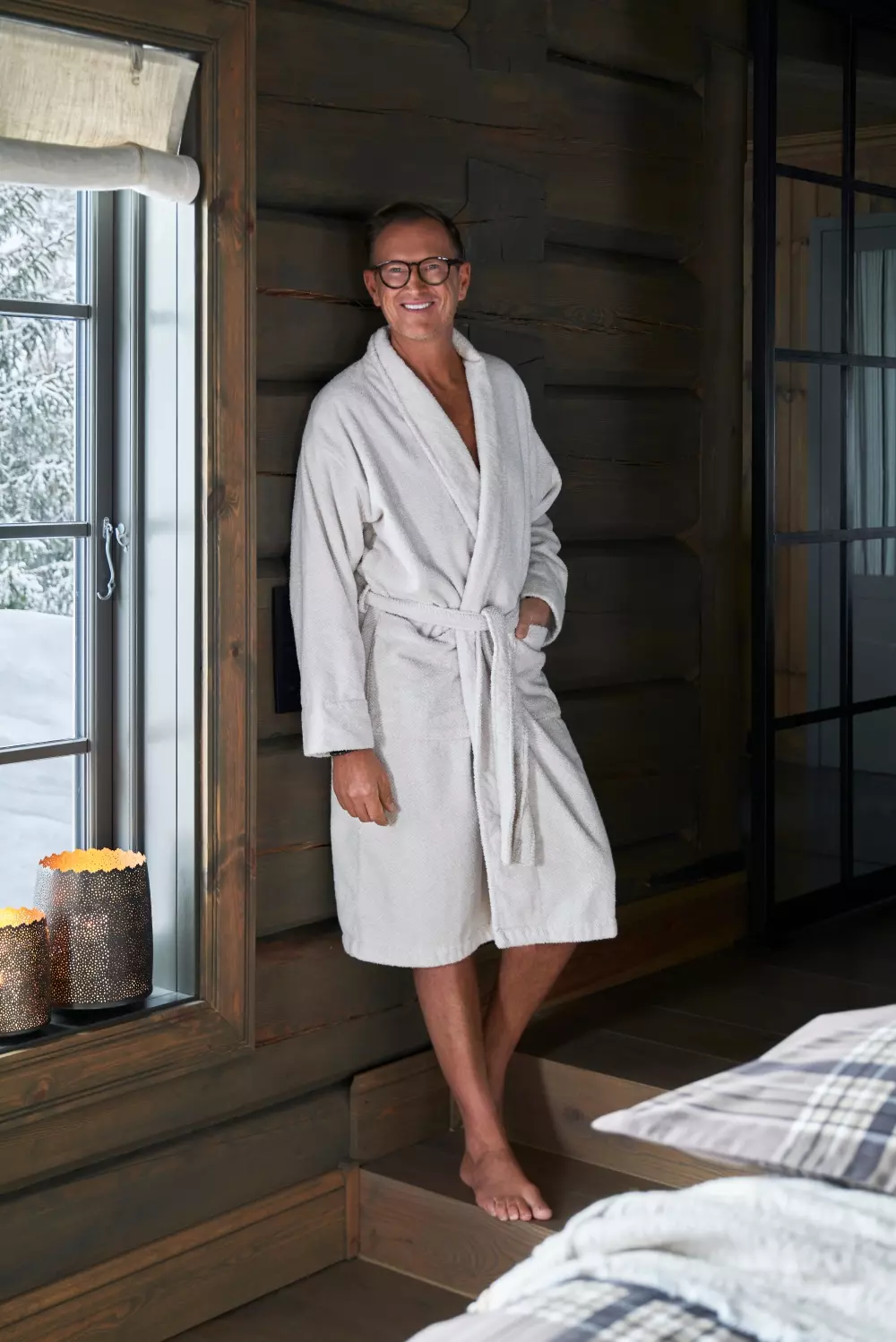 Halvor Bakke Verbier Badekåpe L/XL Beige / Pure cashmere, 7028231157358, 117642, Baderom, Morgenkåpe & Badekåpe, Halvor Bakke Bedtime Story, NORVIGROUP NORSK DUN AS, Halvor Bakke Verbier badekåpe L/XL Beige / Pure cashmere