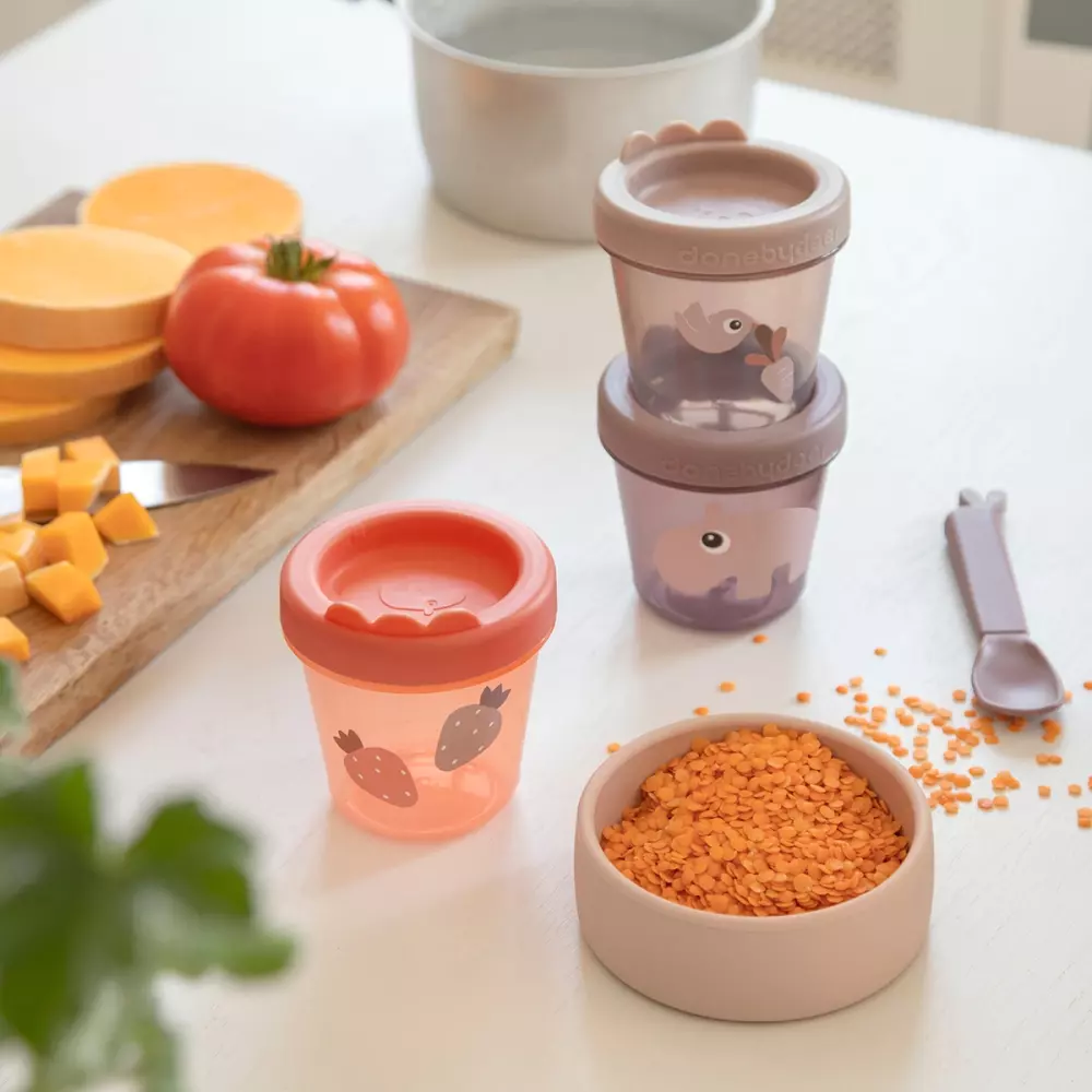 Baby Food Container S/3 Ozzo Powder, 5712643044673, 1236011, Kjøkken, Barn, Done by Deer, Baby food container 3-pack Ozzo Powder