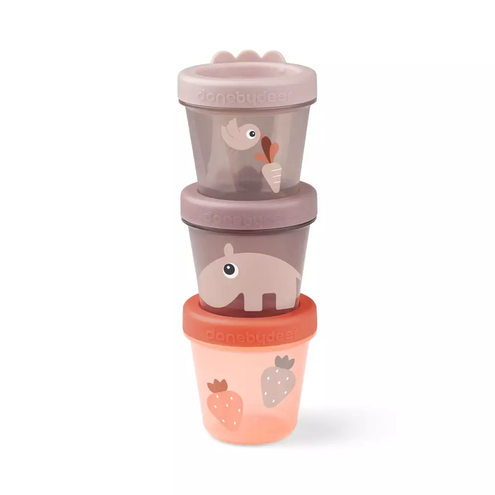 Baby Food Container S/3 Ozzo Powder, 5712643044673, 1236011, Kjøkken, Barn, Done by Deer, Baby food container 3-pack Ozzo Powder