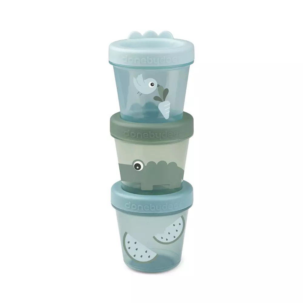 Baby Food Container S/3 Croco Green, 5712643044734, 1236013, Kjøkken, Barn, Done by Deer, Baby food container 3-pack Croco Green