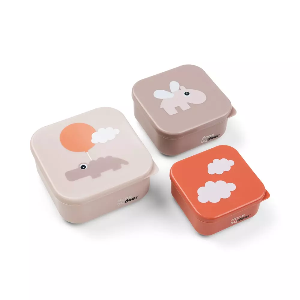 Snack Box S/3 Happy clouds Powder, 5712643044765, 1236401, Kjøkken, Barn, Done by Deer, Snack box set 3 pcs Happy clouds Powder