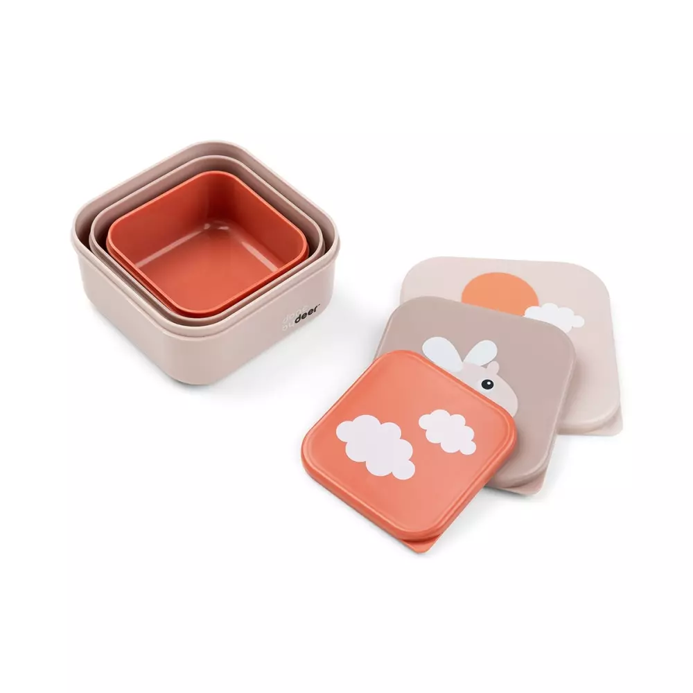 Snack Box S/3 Happy clouds Powder, 5712643044765, 1236401, Kjøkken, Barn, Done by Deer, Snack box set 3 pcs Happy clouds Powder