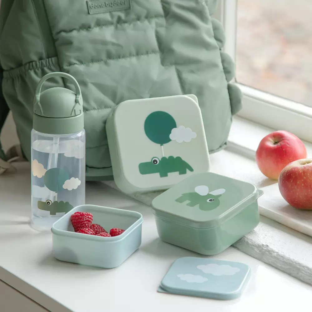 Snack Box S/3 pcs Happy clouds Green, 5712643044796, 1236403, Kjøkken, Barn, Done by Deer, Snack box set 3 pcs Happy clouds Green