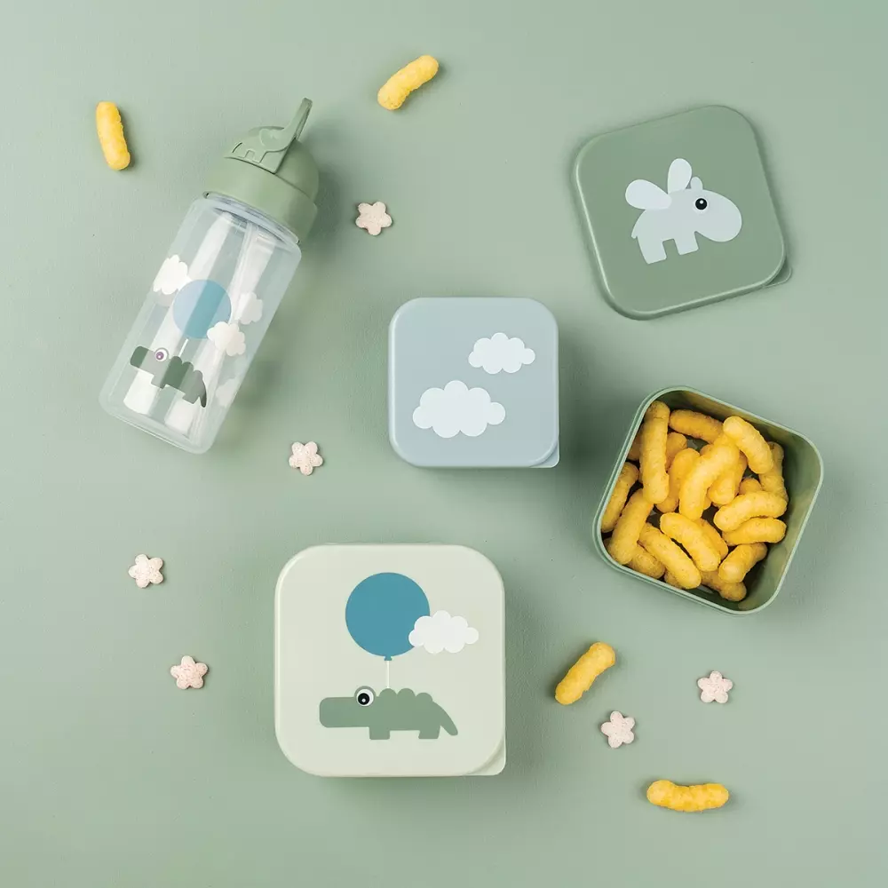 Snack Box S/3 pcs Happy clouds Green, 5712643044796, 1236403, Kjøkken, Barn, Done by Deer, Snack box set 3 pcs Happy clouds Green