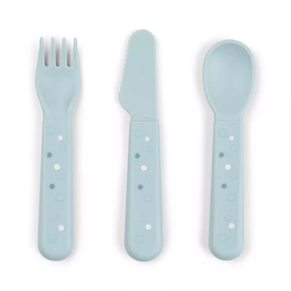 Foodie Bestikksett Happy Dots Blå, 5712643047667, 1236522, Kjøkken, Barn, Done by Deer, Foodie cutlery set Happy dots Blue