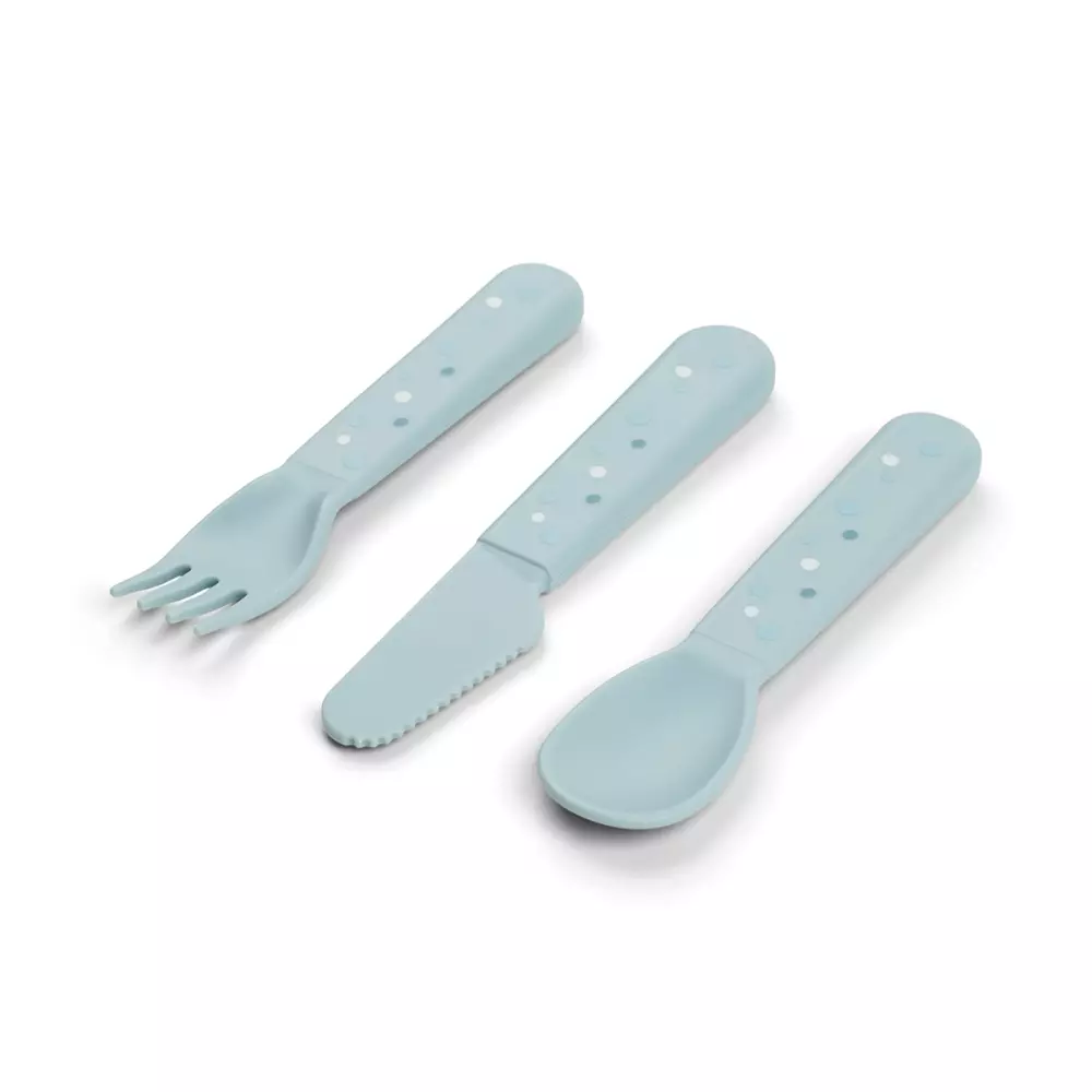 Foodie Bestikksett Happy Dots Blå, 5712643047667, 1236522, Kjøkken, Barn, Done by Deer, Foodie cutlery set Happy dots Blue