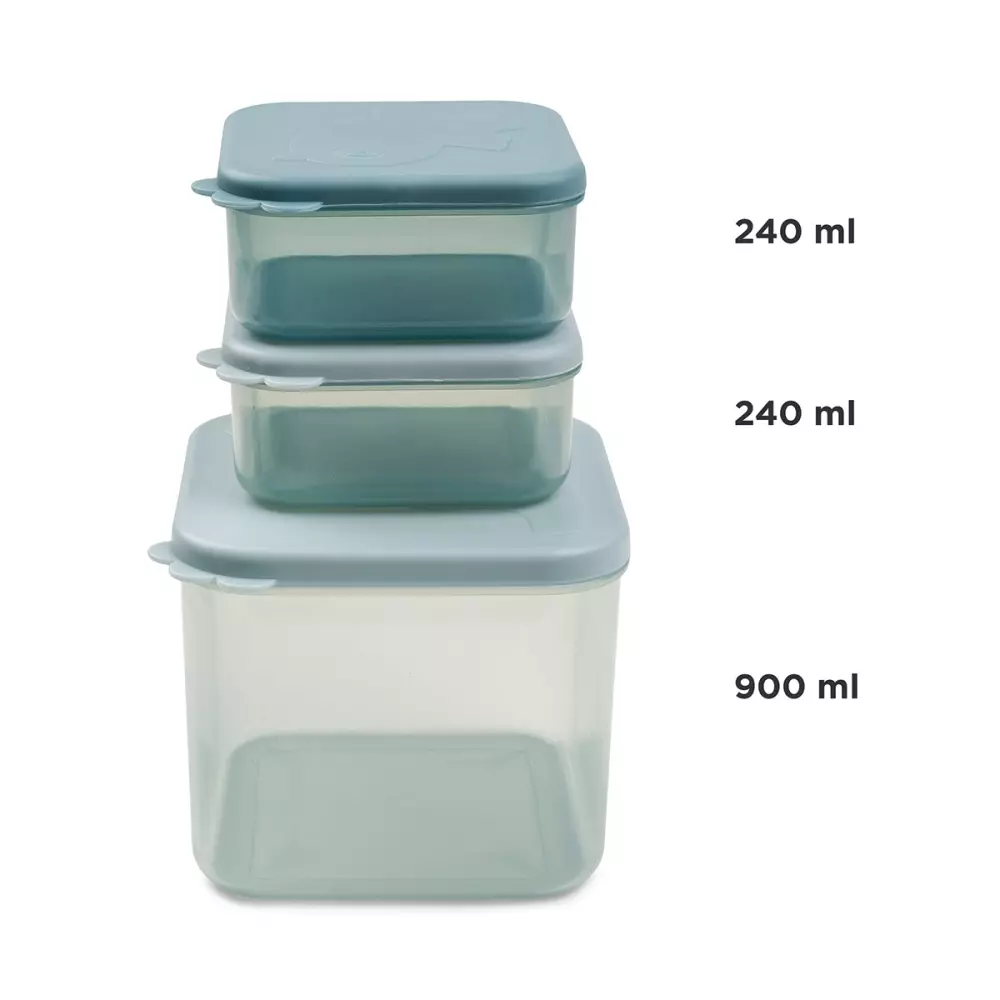 Food Storage Container S/3 Elphee Blue, 5712643044918, 1236552, Kjøkken, Barn, Done by Deer, Food storage container set M Elphee Blue