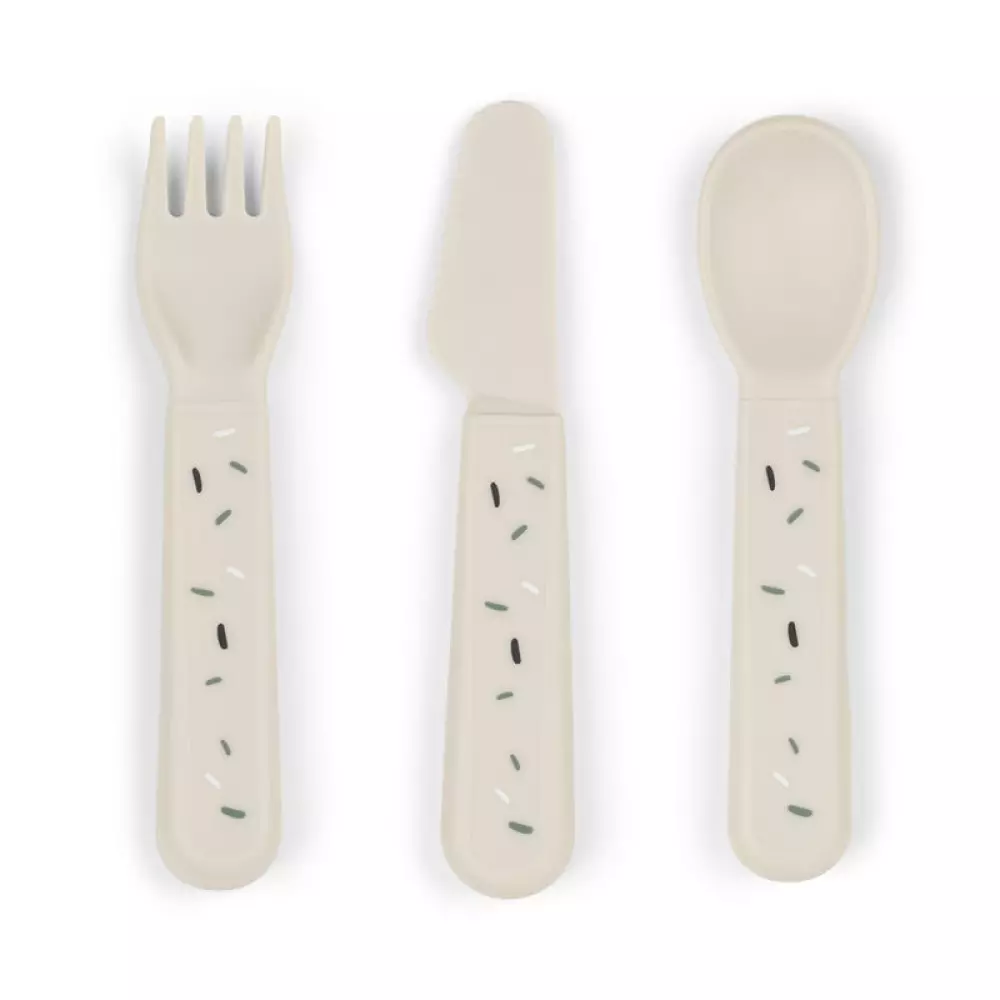 Foodie Bestikksett Confetti Sand, 5712643051404, 1236589, Kjøkken, Barn, Done by Deer, Foodie cutlery set Confetti Sand