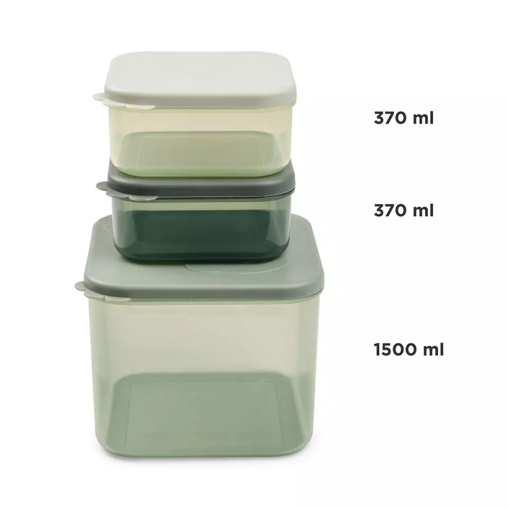 Food Storage Container S/3 Elphee Green, 5712643044970, 1236603, Kjøkken, Barn, Done by Deer, Food storage container set L Elphee Green