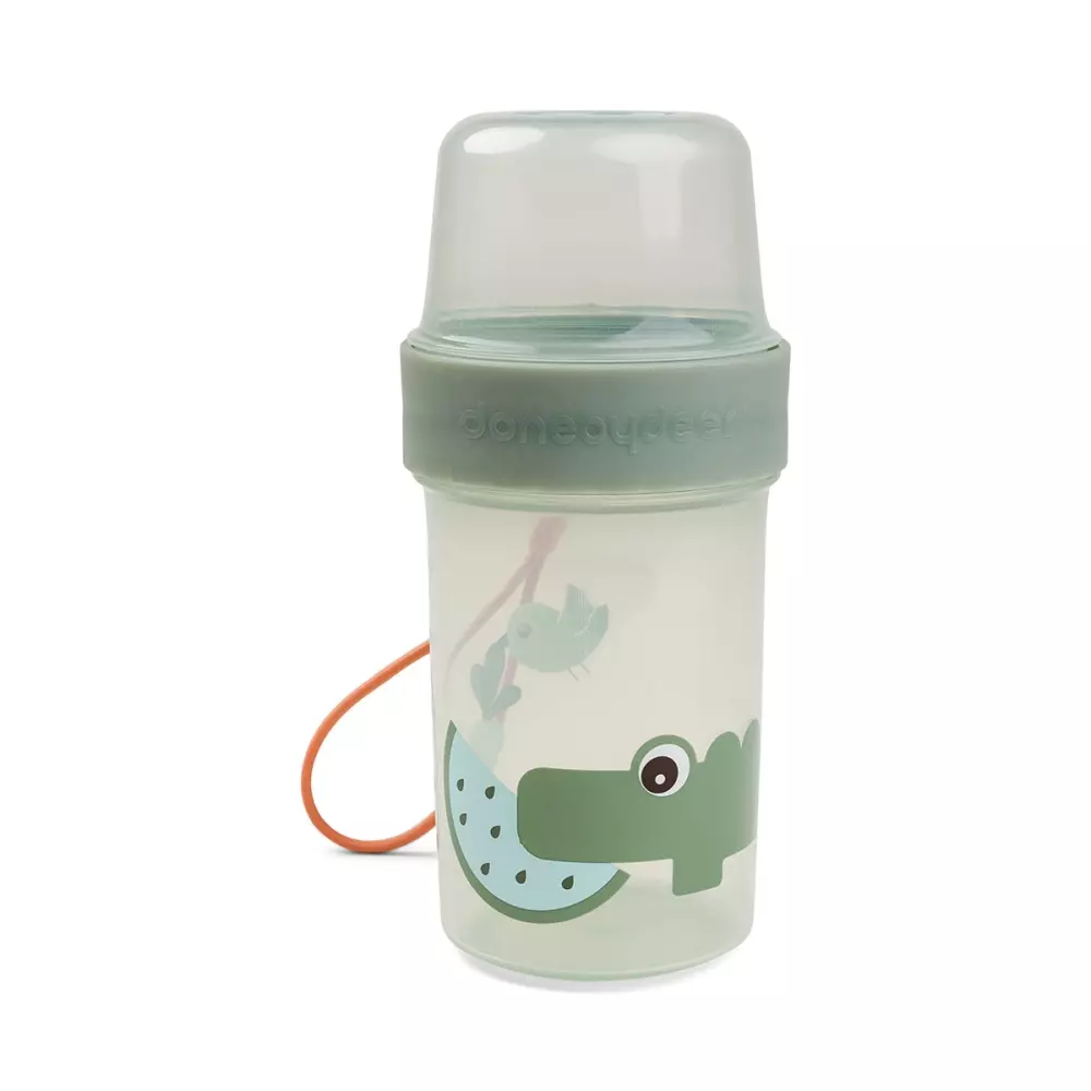 To Go 2-Way Snack Container L Croco Green, 5712643045243, 1236953, Kjøkken, Barn, Done by Deer, To go 2-way snack container L Croco Green