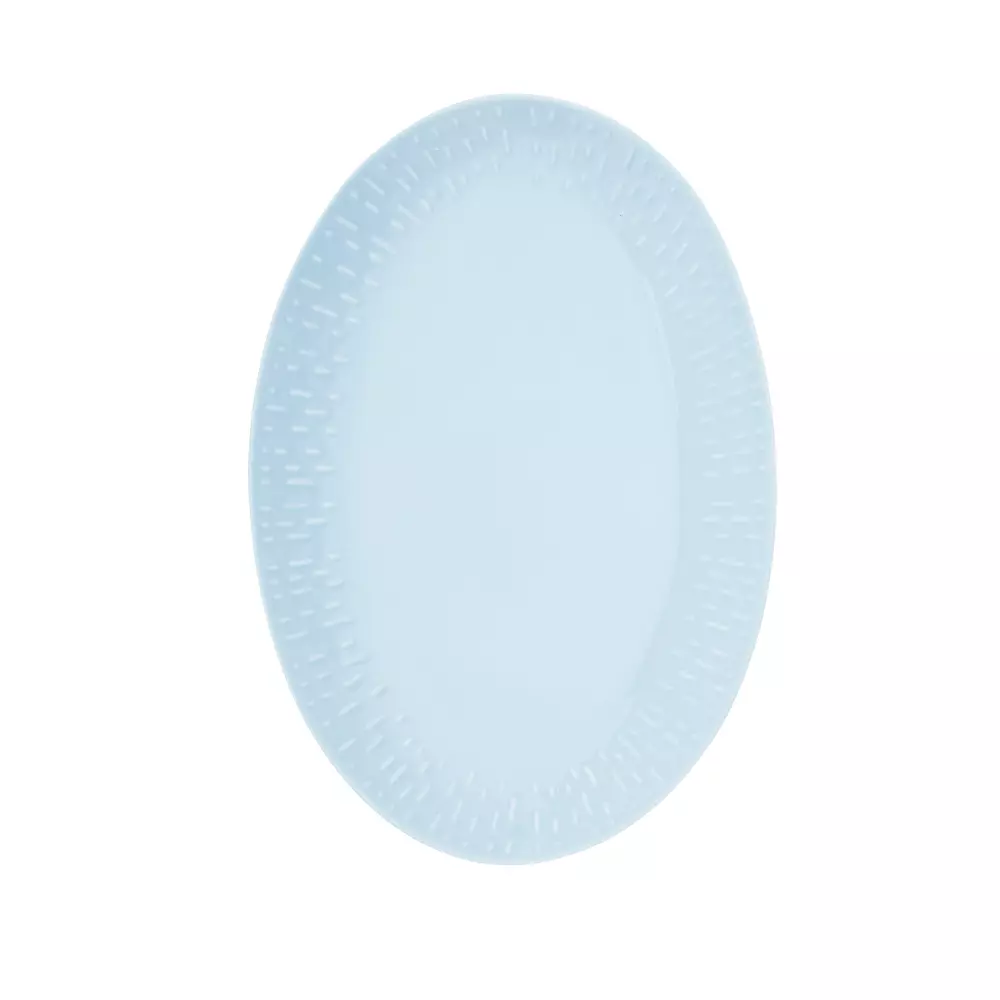 Confetti Fat Aqua 36x25, 5709554134548, 13454, Kjøkken, Serviser, Aida, Confetti Aqua oval fad m/relief porcelæn 1 stk 36x25,5 cm. gaveæske