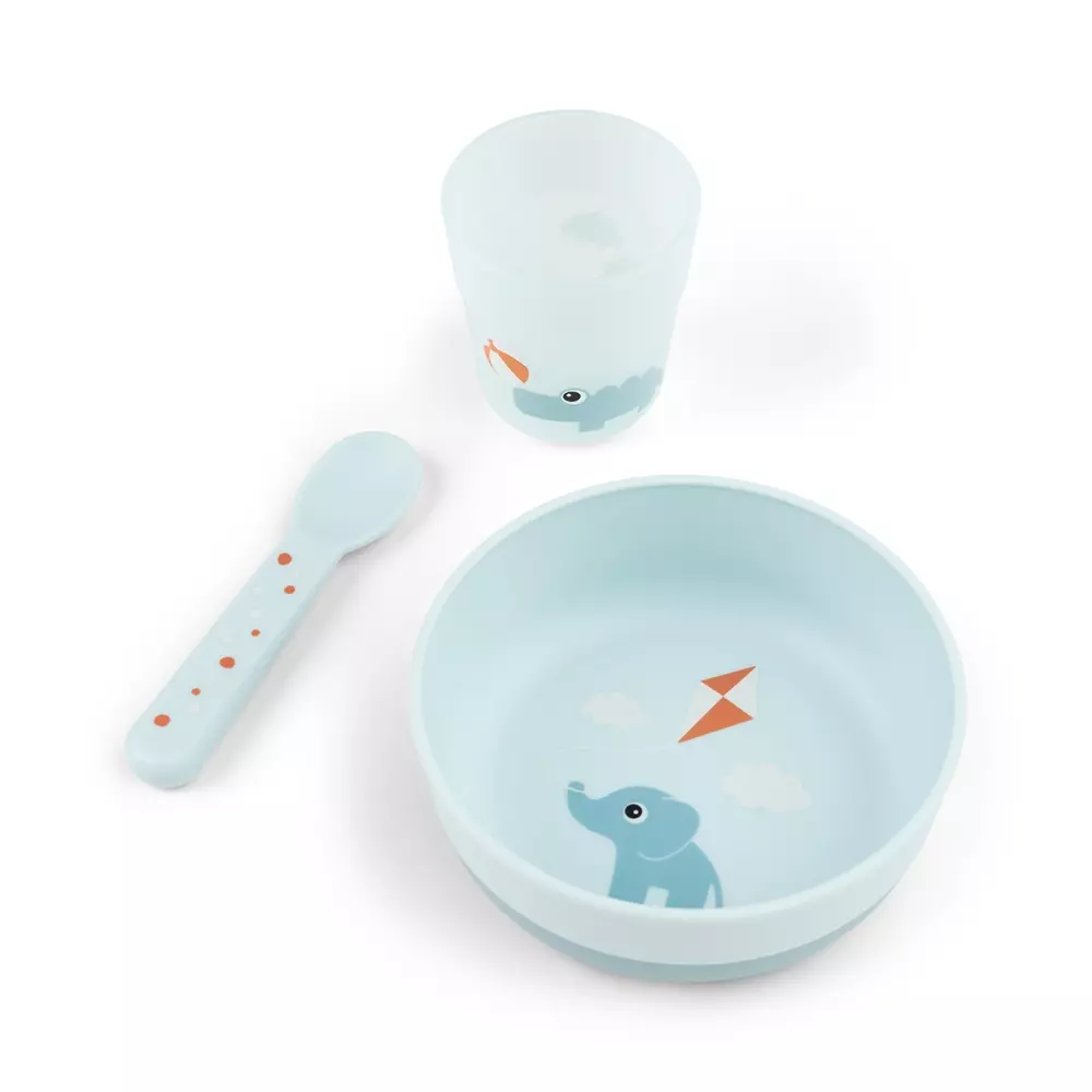 Foodie First Meal Set Blå, 5712643053736, 1546412, Kjøkken, Barn, Done by Deer, Foodie first meal set Playground Blue