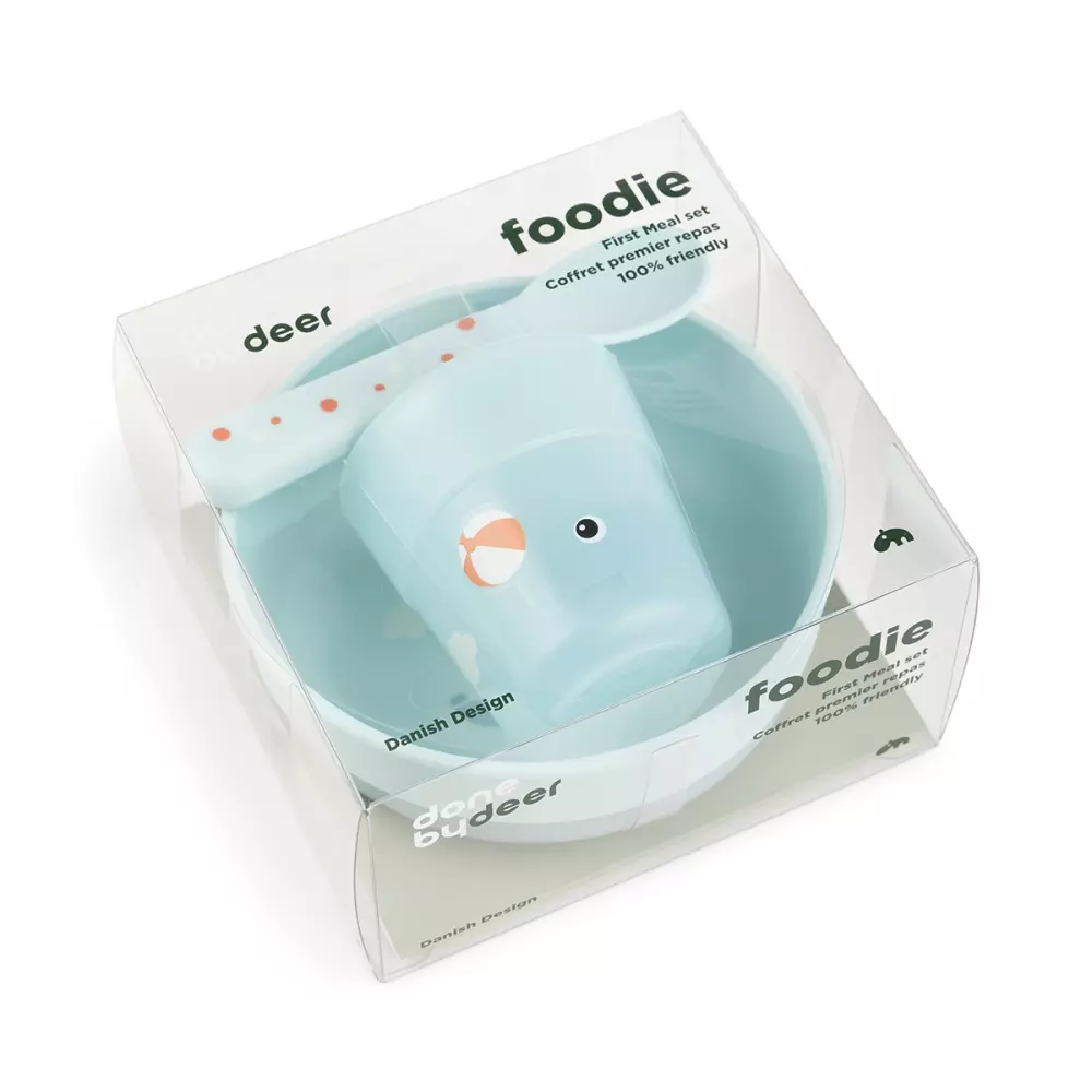 Foodie First Meal Set Blå, 5712643053736, 1546412, Kjøkken, Barn, Done by Deer, Foodie first meal set Playground Blue