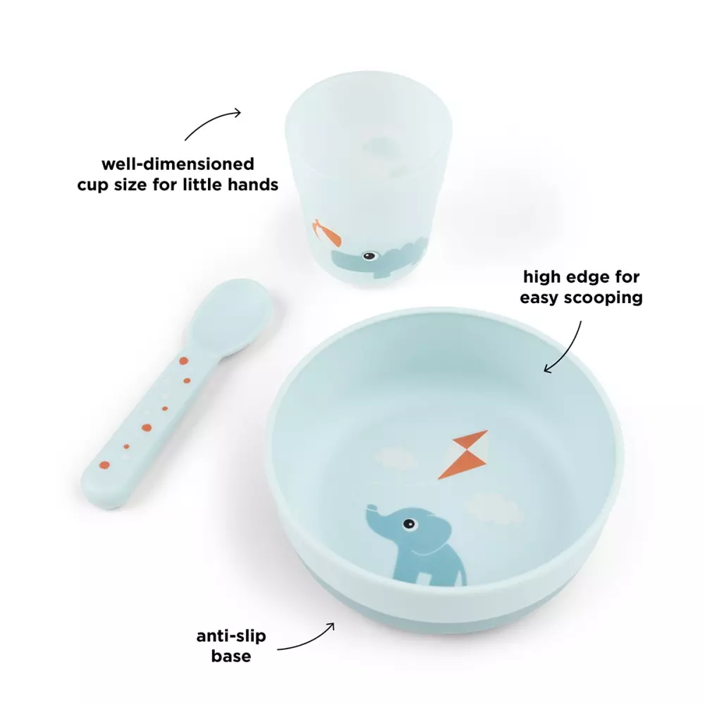 Foodie First Meal Set Blå, 5712643053736, 1546412, Kjøkken, Barn, Done by Deer, Foodie first meal set Playground Blue