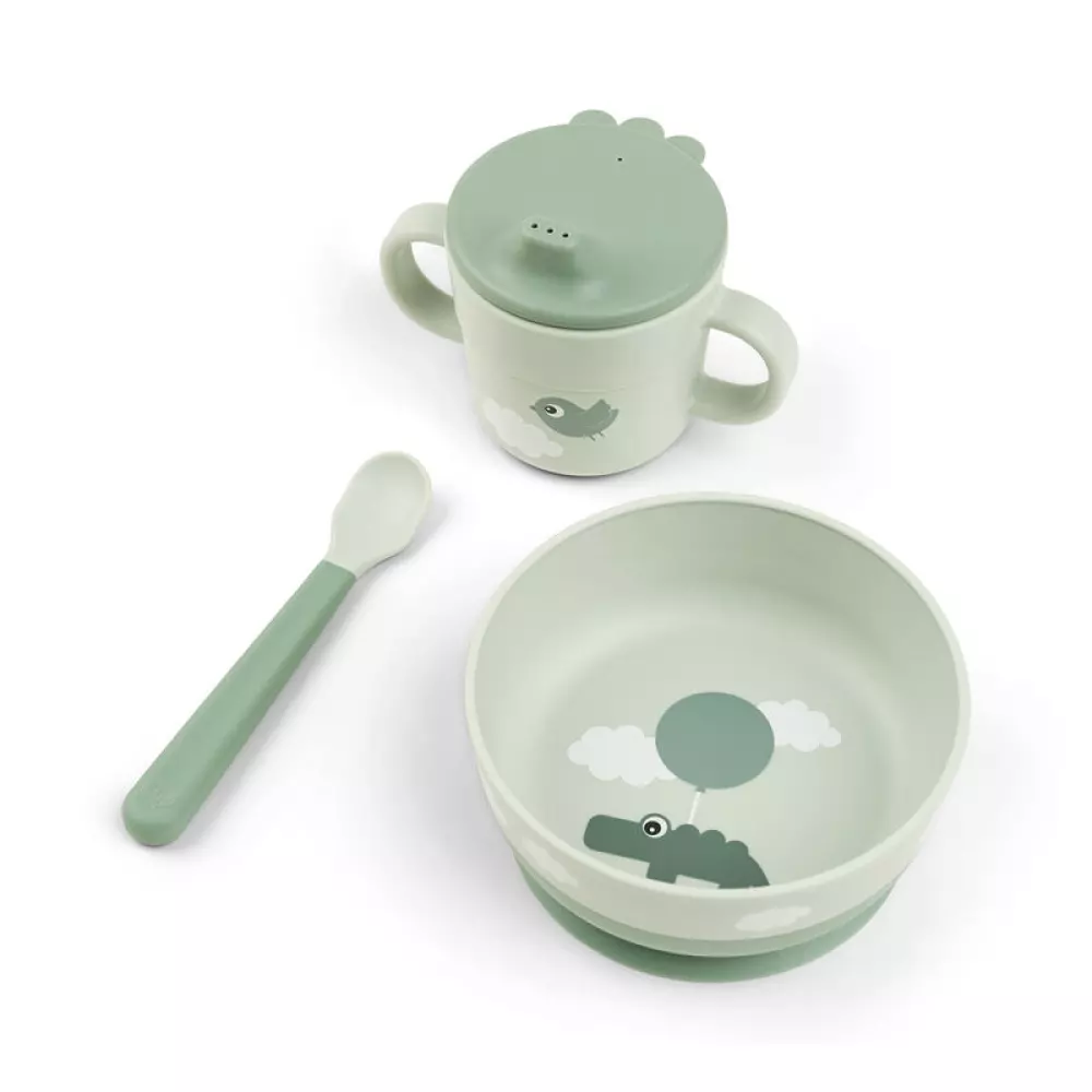 Foodie Baby Startpakke Happy Clouds Grønn, 5712643051312, 1596513, Kjøkken, Barn, Done by Deer, Foodie first meal set Happy clouds Green