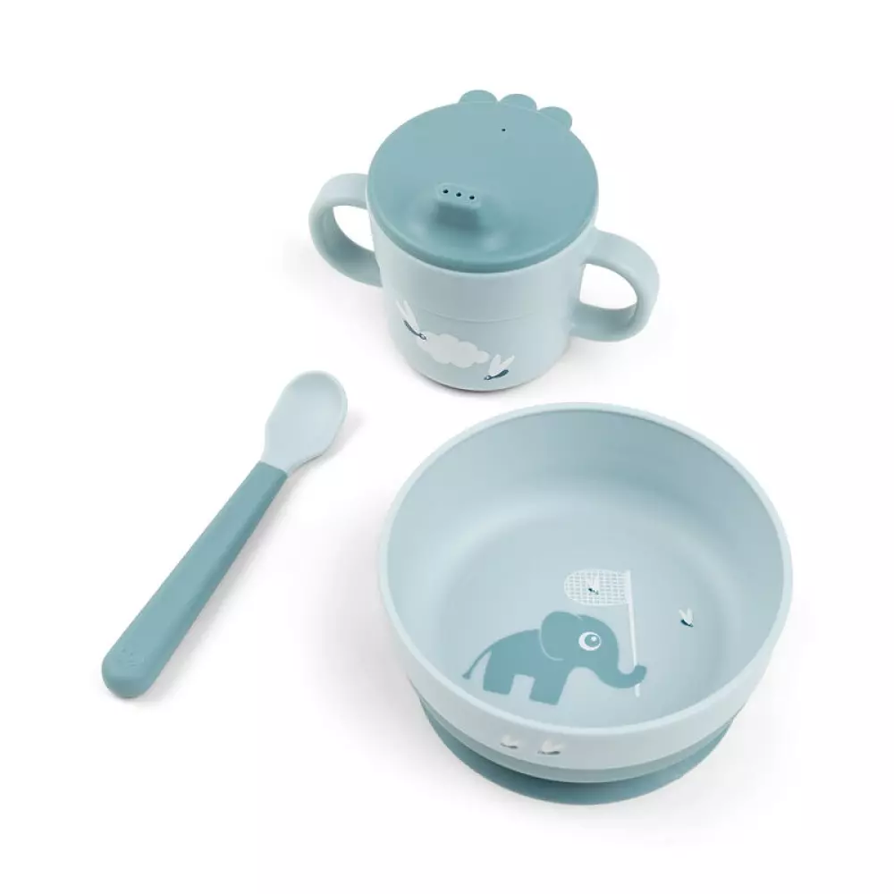 Foodie Baby Startpakke Elphee Blue, 5712643051343, 1596542, Kjøkken, Barn, Done by Deer, Foodie first meal set Elphee Blue