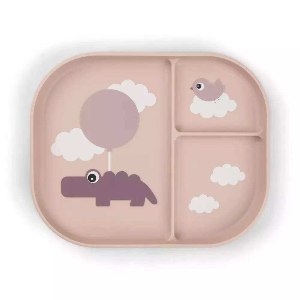 Foodie Romdelt Tallerken - Happy Clouds Pudder, 5712643047544, 1736501, Kjøkken, Barn, Done by Deer, Foodie compartment plate Happy clouds Powder