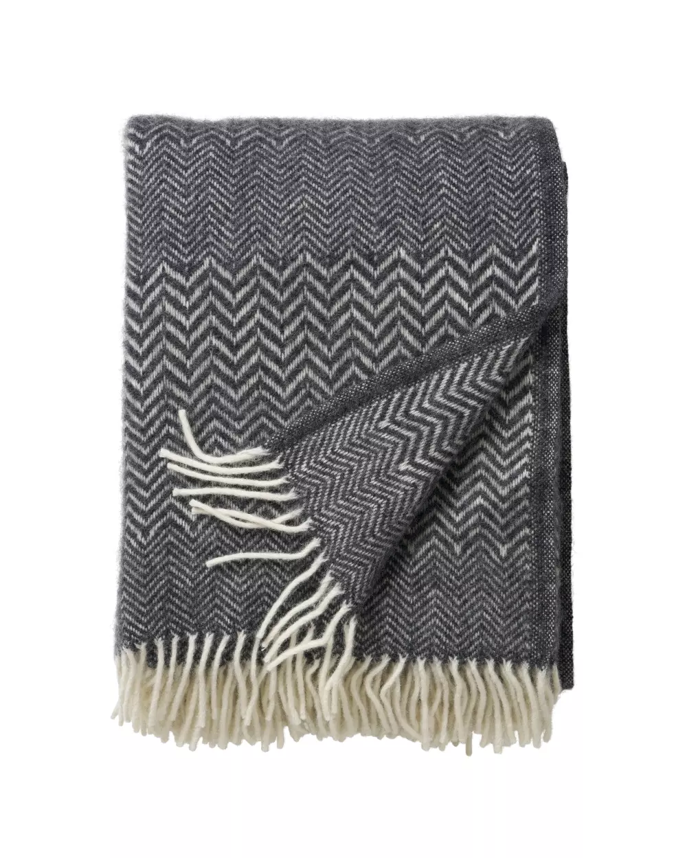 Klippan - Zigzag Pledd Svart, 7340032253047, 200102, Tekstil, Pledd, Klippan Yllefabrik, Zigzag noir, 100% eco lambswool