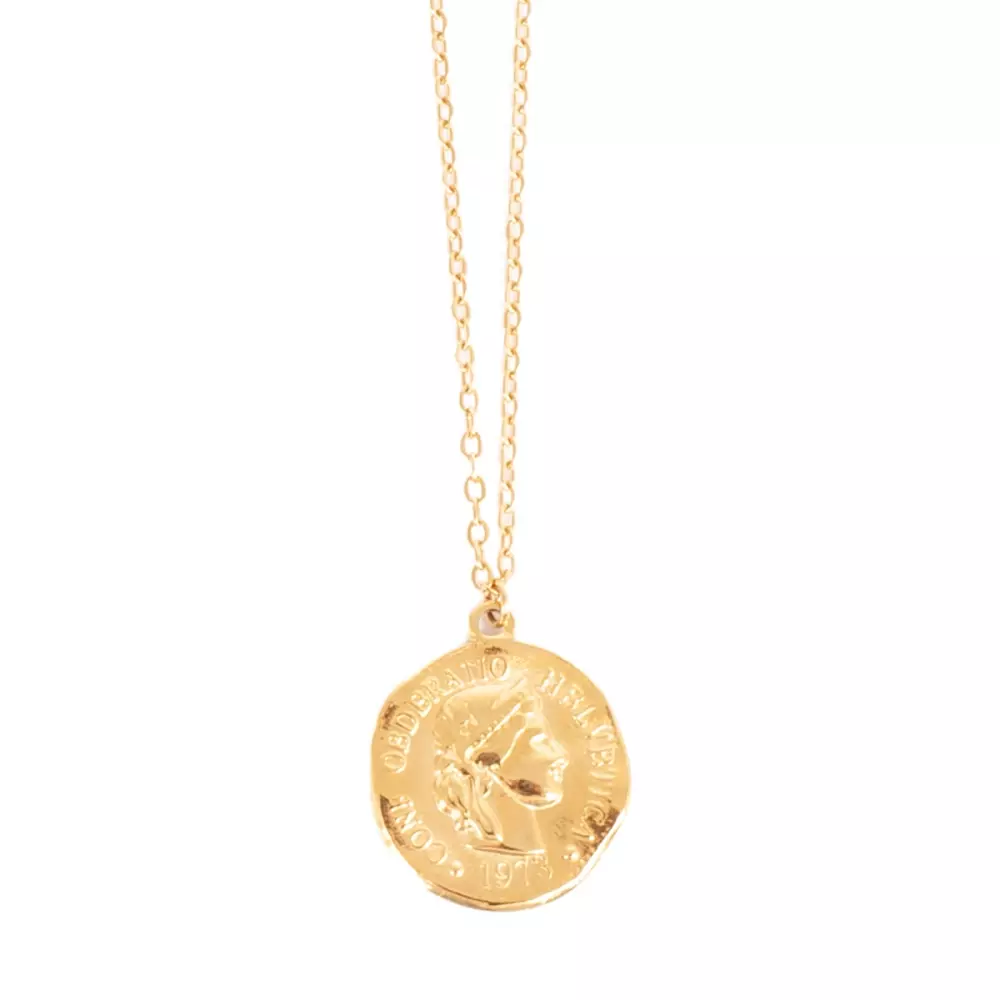 Kort Kjede m/Anheng - Rome - Just Oslo, 7990204000094, 2040-0009, Accessories, Smykker, Just Oslo, A&C Oslo, Neckl. 45cm+extn., Steel coin pendant Roman GP