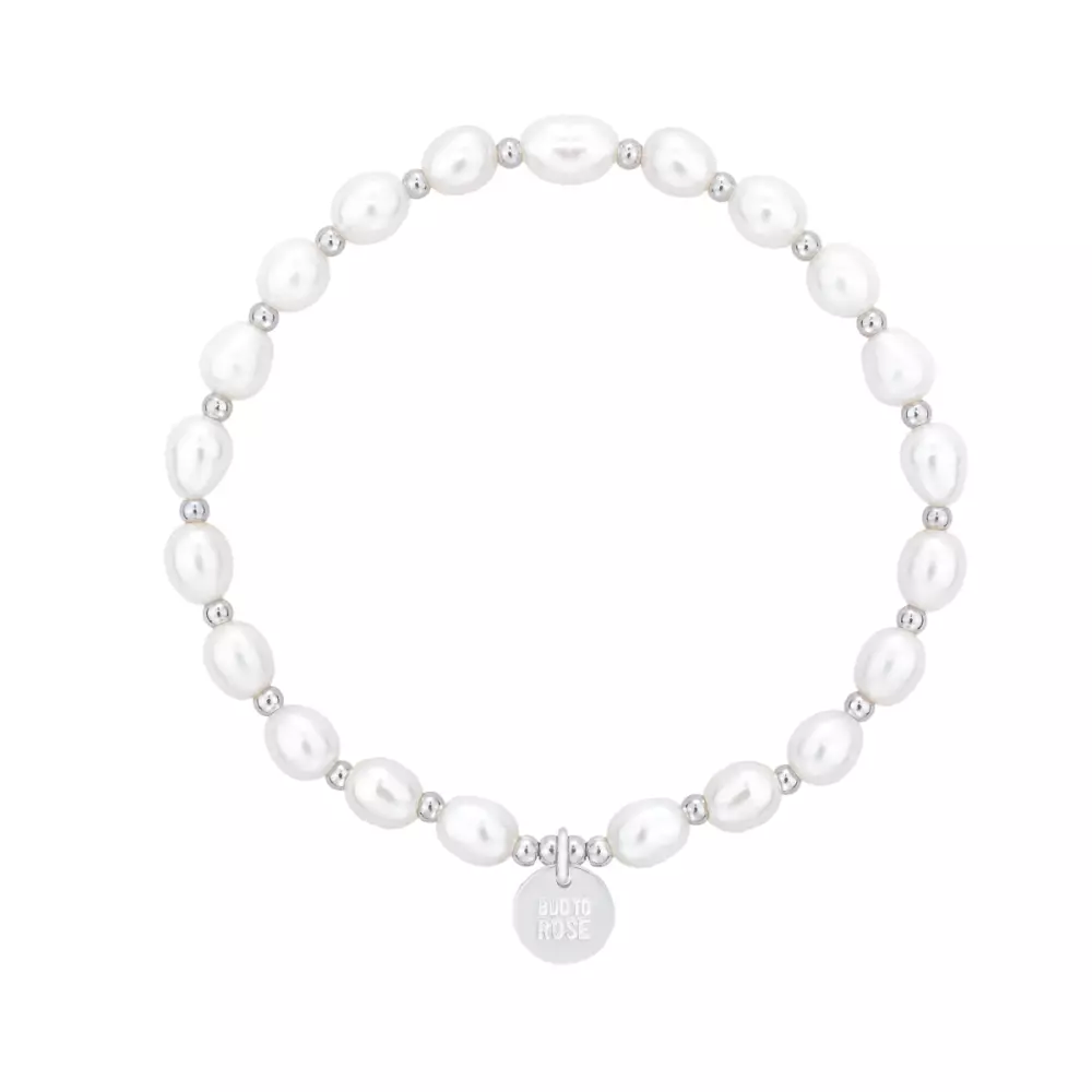 Pearl Armbånd Stål, 7332866071690, 2221225, Accessories, Armbånd & Fotlenker, Bud To Rose, PEARL SMALL ELASTIC BRACELET SILVER