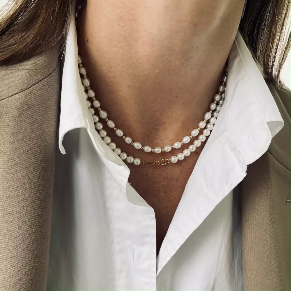 Pearl Collier Smykke Gull, 7332866073373, 2231320, Accessories, Smykker, Bud To Rose, PEARL COLLIER NECKLACE GOLD