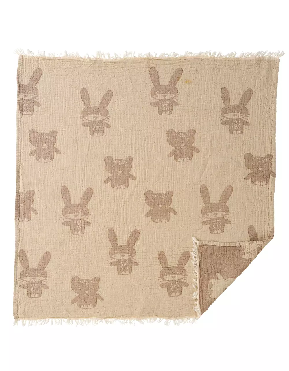 Klippan - Bunny & Bear Babyteppe Beige, 7340032253658, 272603, Tekstil, Pledd, Klippan Yllefabrik, Bunny & bear, 75x90 cm, bomullsfilt