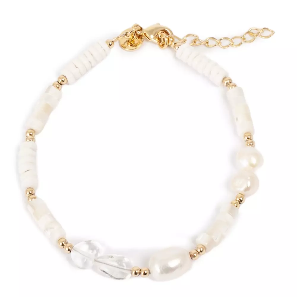 Armbånd - White Delight, 7990301601958, 3016-0195, Accessories, Armbånd & Fotlenker, A&C Oslo, Bracelet 18cm+extn., white pearl, glass, MOP