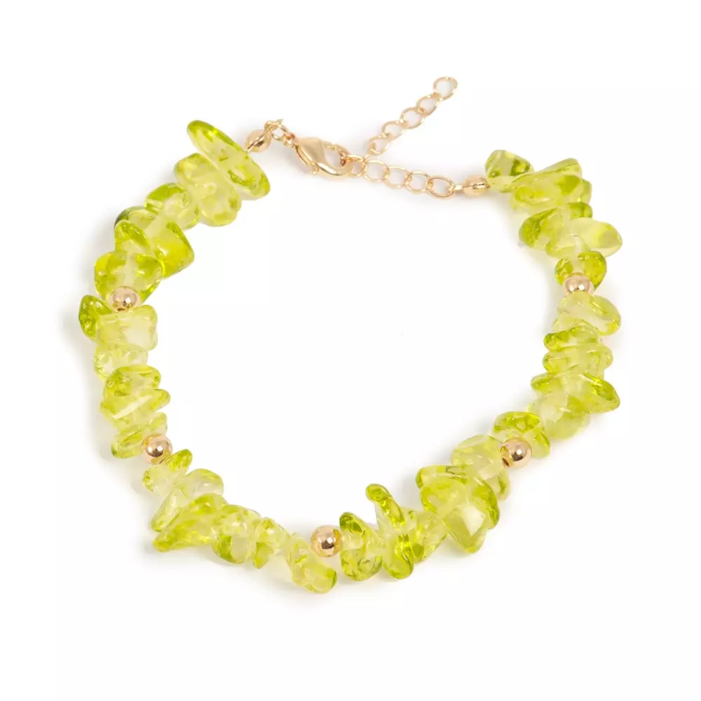 Armbånd - Lime - Just Oslo, 7990303700048, 3037-0004, Accessories, Armbånd & Fotlenker, Just Oslo, A&C Oslo, Bracelet 18+3cm green stone chips w/lock