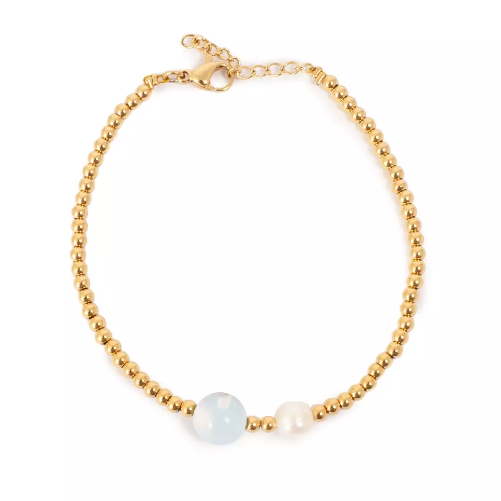 Armbånd Med Perle Og Moonstone, 7990304601108, 3046-0110, Accessories, Armbånd & Fotlenker, A&C Oslo, Armbånd med perle og moonstone