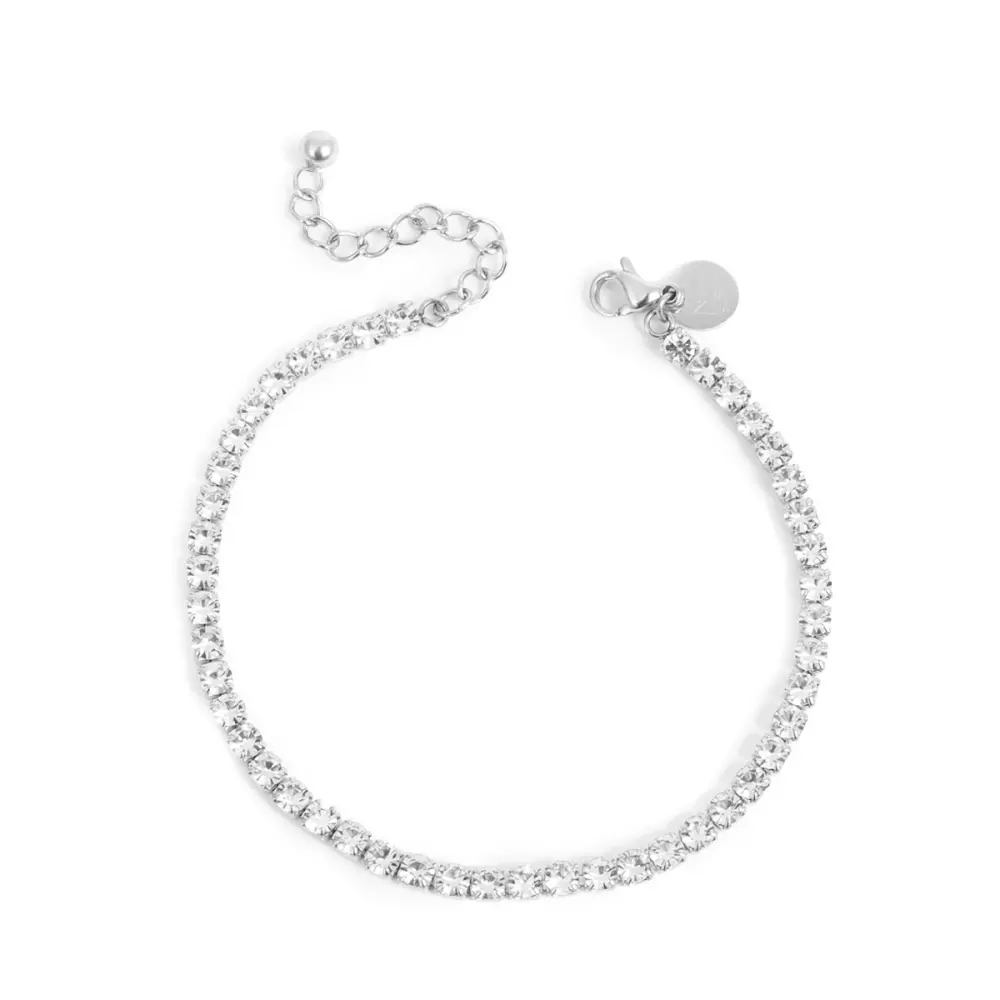 Tennisarmbånd Med Krystallstener Sølv, 7990304700078, 3047-0007, Accessories, Armbånd & Fotlenker, A&C Oslo, Tennisarmbånd, 2 mm stener, crystal S