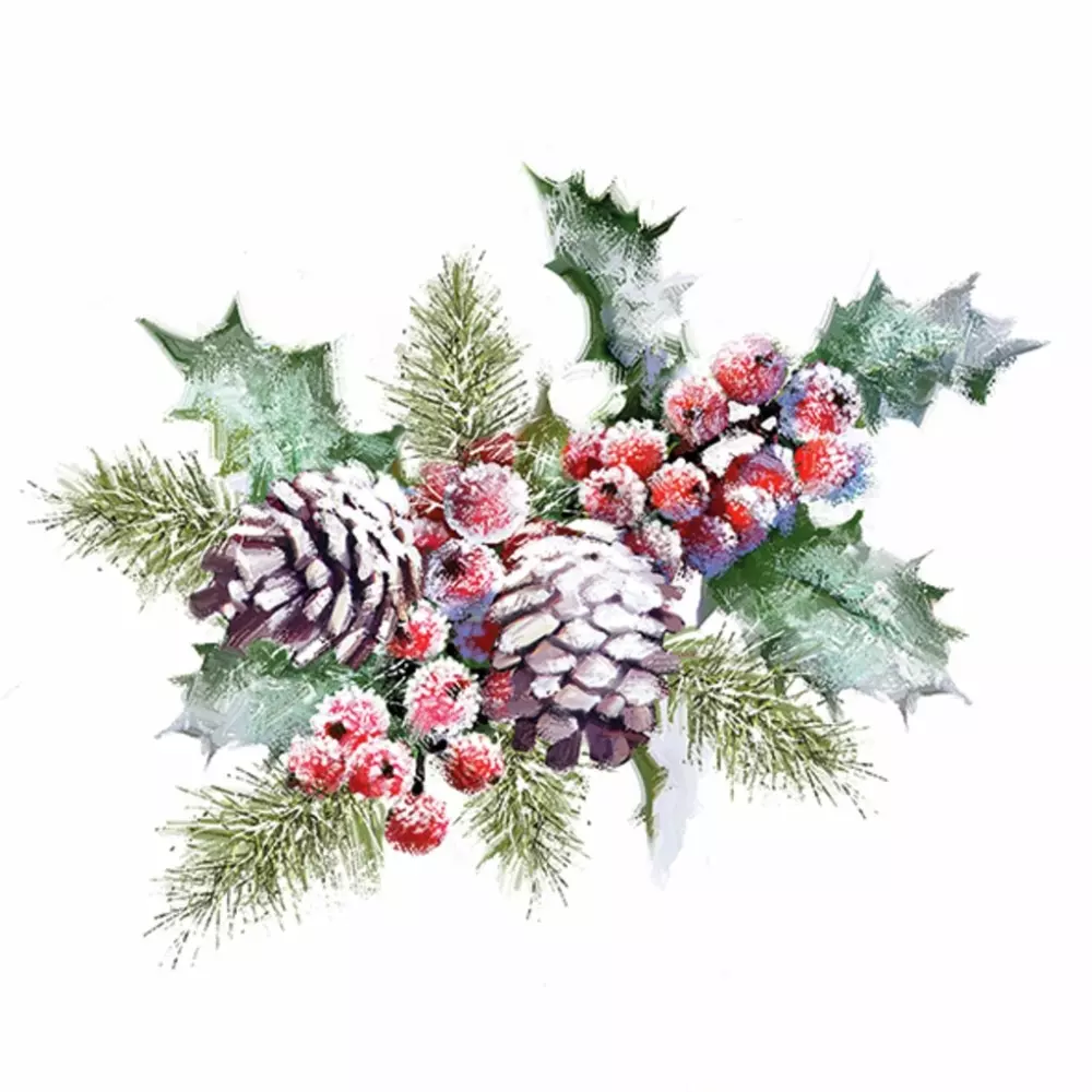 Serviett Lunsj Holly And Berries, 8712159173116, 33315570, Jul, Servietter, House of Christmas, Consilimo, Napkin Lunsj Holly And Berries