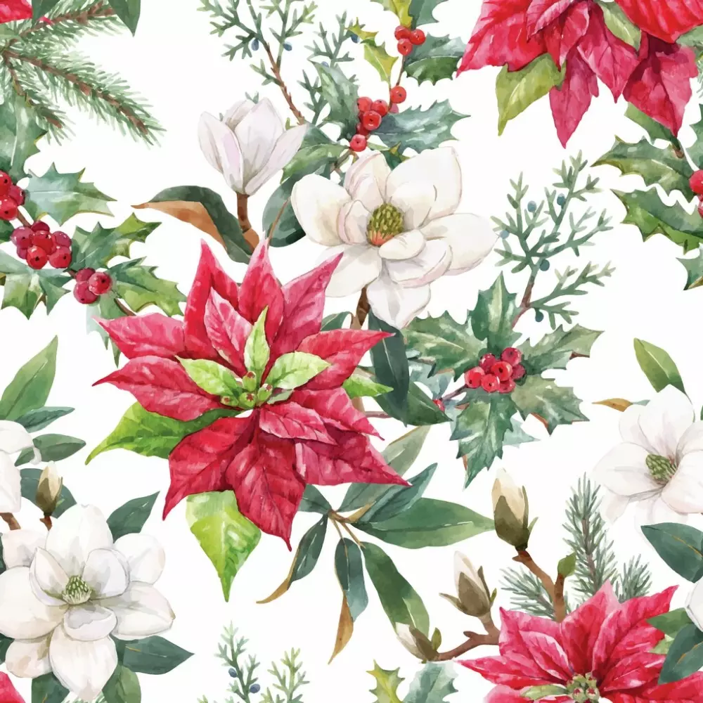 Serviett Lunsj Christmas Florals