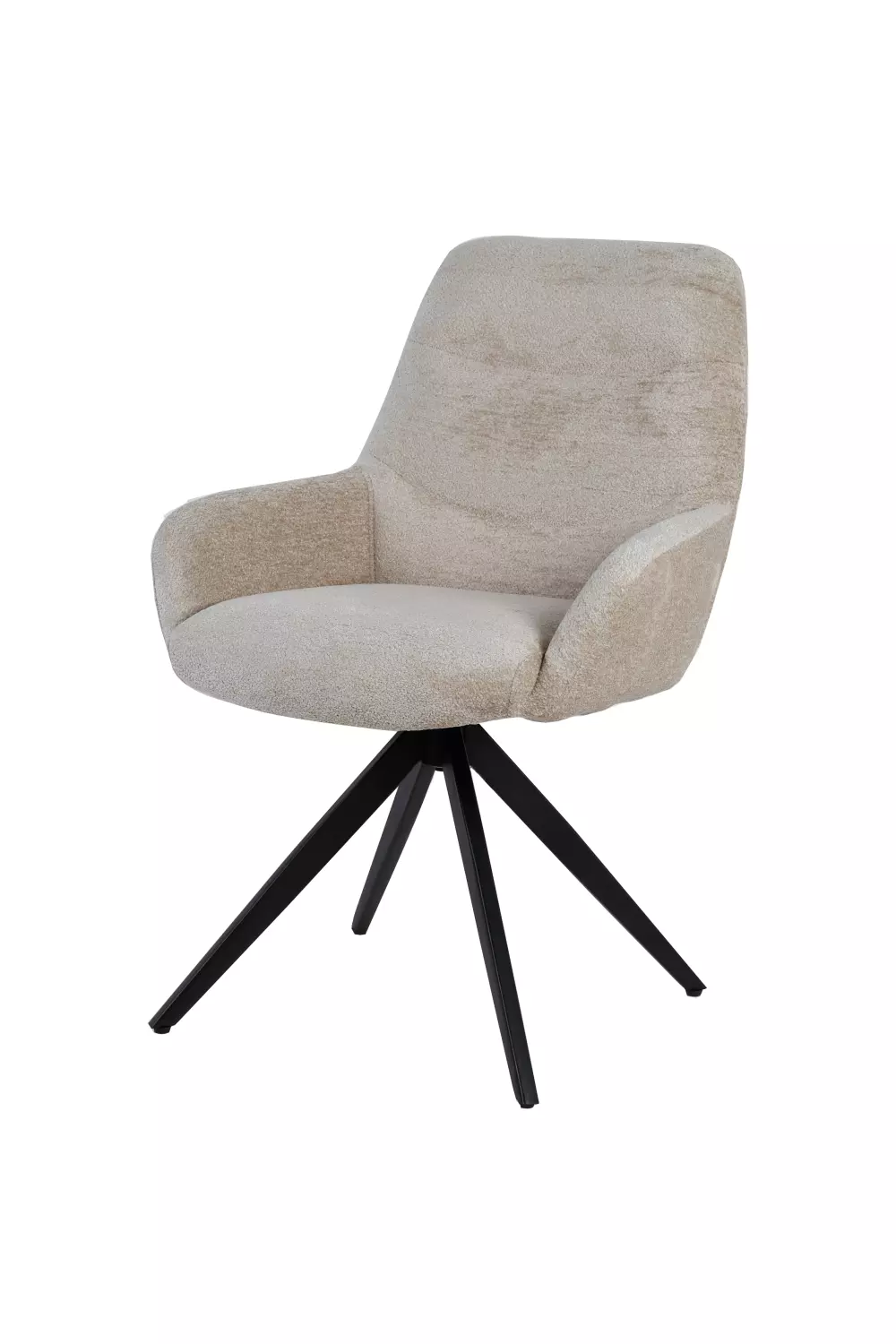 Hege spisestol med sving, Beige tekstil VX207-2, sorte metallben