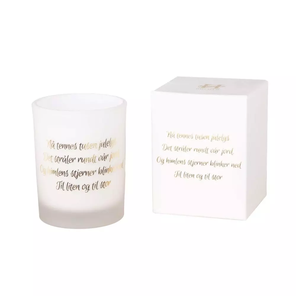 Duftlys God Jul - Hvit, 7020629347365, 40210036, Jul, Lys & Duft, House of Christmas, Martinsen AS, God Jul - Duftlys Hvit 7,2X7,2X9cm Glass, voks