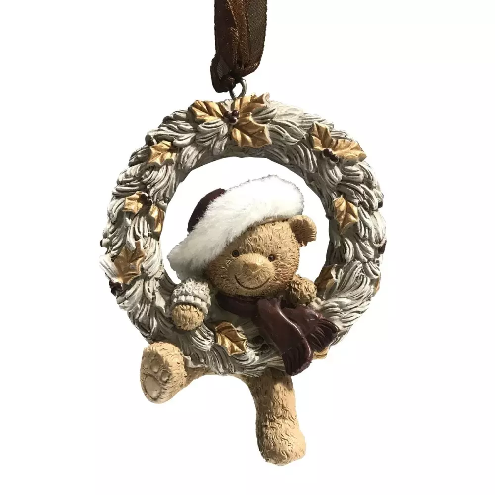 Juleheng Bamse, 7020629373067, 40211847, Jul, Julekuler, House of Christmas, Martinsen AS, Bamse - Ornament Brun, gull 8x3x10cm Polyresin