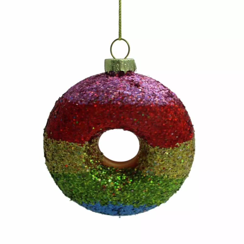 Juleheng Doughnut, 7020629404631, 40221558, Jul, Julekuler, House of Christmas, Martinsen AS, Doughnut - Ornament Flerfarget 9x3,5x10cm Glass