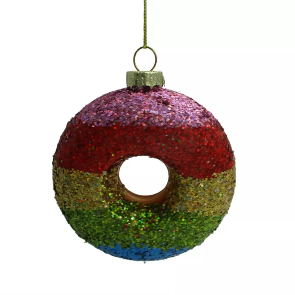 Juleheng Doughnut, 7020629404631, 40221558, Jul, Julekuler, House of Christmas, Martinsen AS, Doughnut - Ornament Flerfarget 9x3,5x10cm Glass