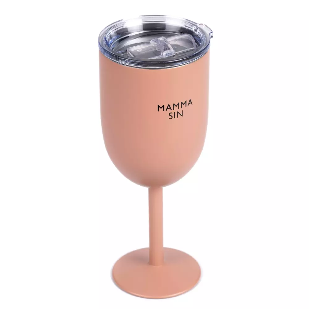 Termo Vinglass - Mamma Sin Peach, 7072554007166, 43005, Kjøkken, Glass, Pictureit, Termo Vinglass - Mamma Sin, 43005-2