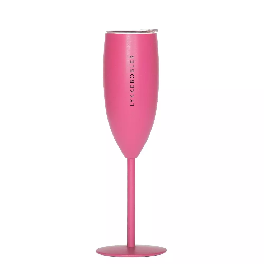 Termo-champagneglass mørk rosa BOBLELYKKE