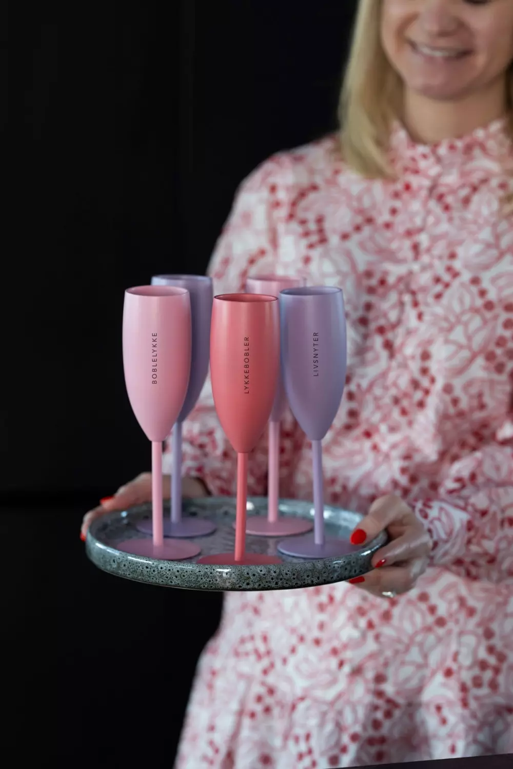 Termo-champagneglass mørk rosa BOBLELYKKE