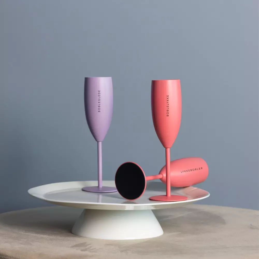 Termo-champagneglass mørk rosa BOBLELYKKE