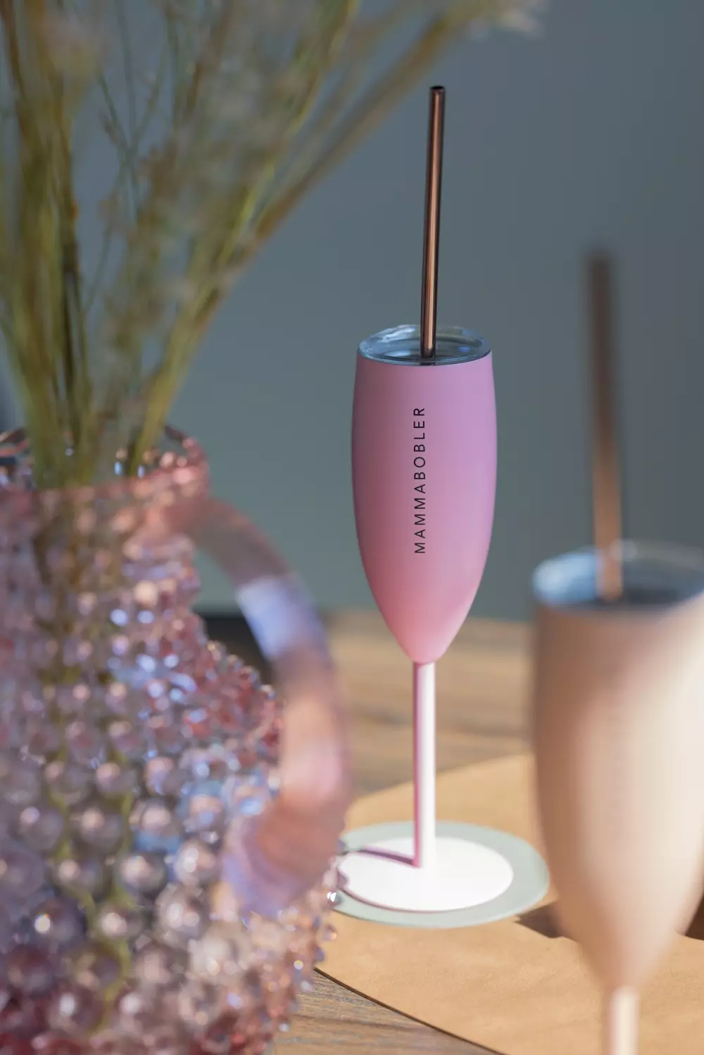 Mammabobler Termo-Champagneglass Lys Rosa