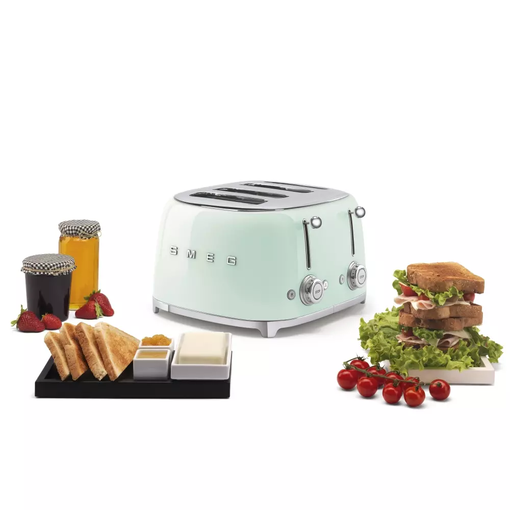 Smeg Brødrister 2000W Pastellgrønn, 8017709263386, 46180188, Kjøkken, Elektrisk, Smeg, Modern House, Smeg Brødrister kva. 4x pastellgrønn