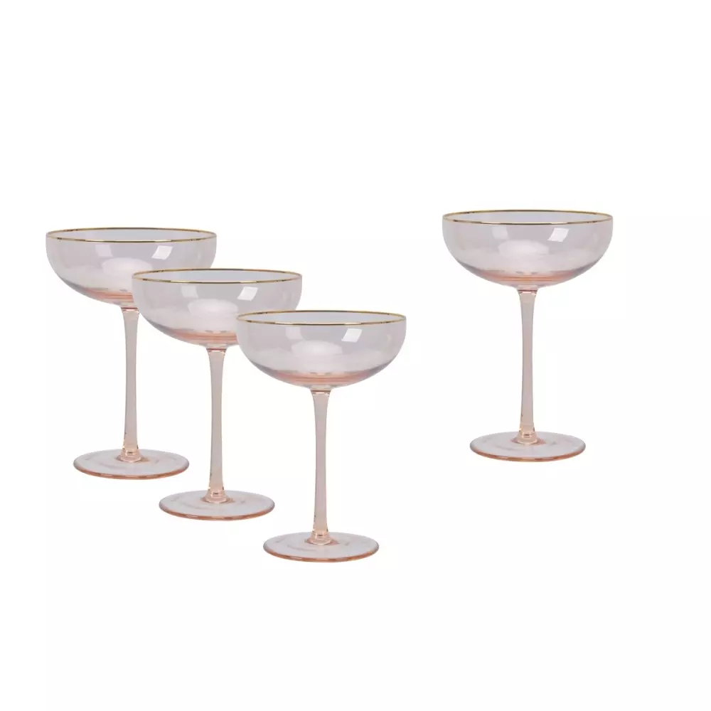 Soft Pink Champagneglass 4 pk, 7070549116831, 46202082, Kjøkken, Glass, Modern House, Champagneglass 4 pk 23 cl glass rosa, gull