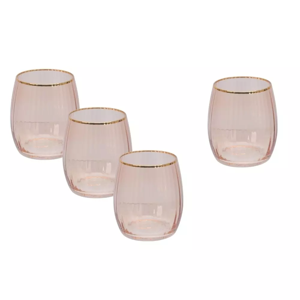 Soft Pink Vannglass 4pk, 7070549116954, 46202092, Kjøkken, Glass, Modern House, Vannglass 4 pk 45 cl glass rosa, gull