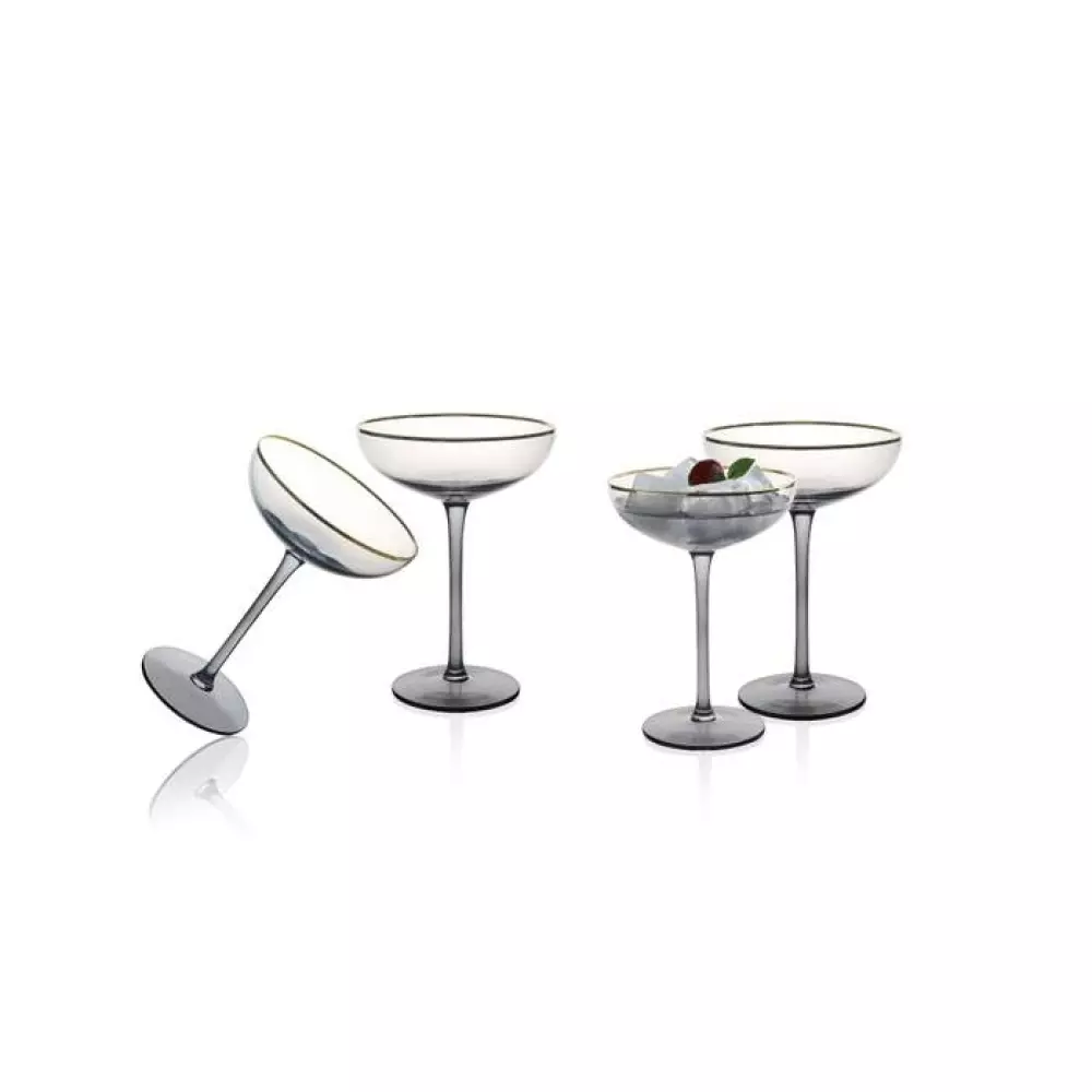 Soft Grey Champagneglass 4pk, 7070549116978, 46202094, Kjøkken, Glass, Modern House, Champagneglass 4 pk 23 cl glass røykgrå, gull
