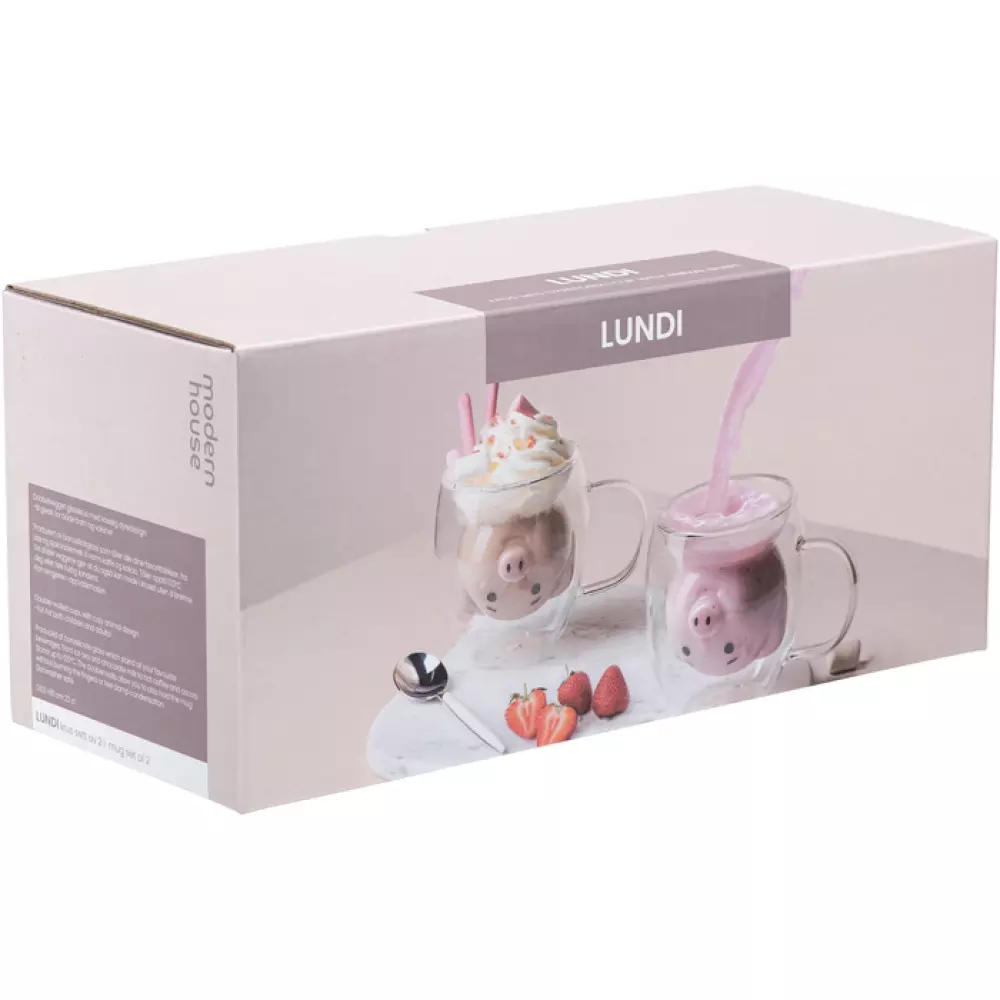 Lundi Kids Krus Piggy 2pk, 7070549203999, 46208990, Kjøkken, Krus og Skåler, Modern House, Lundi Kids us Piggy 2pk