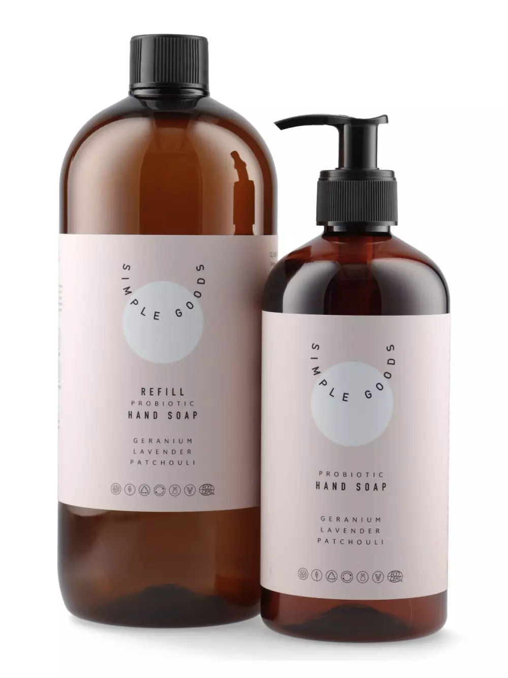 Håndsåpe Geranium 450ml, 0604015636287, 50103, Baderom, Håndsåper, Simple Goods, Lene Bjerre, Hand Soap Geranium Lavender Patchouli 450 ml