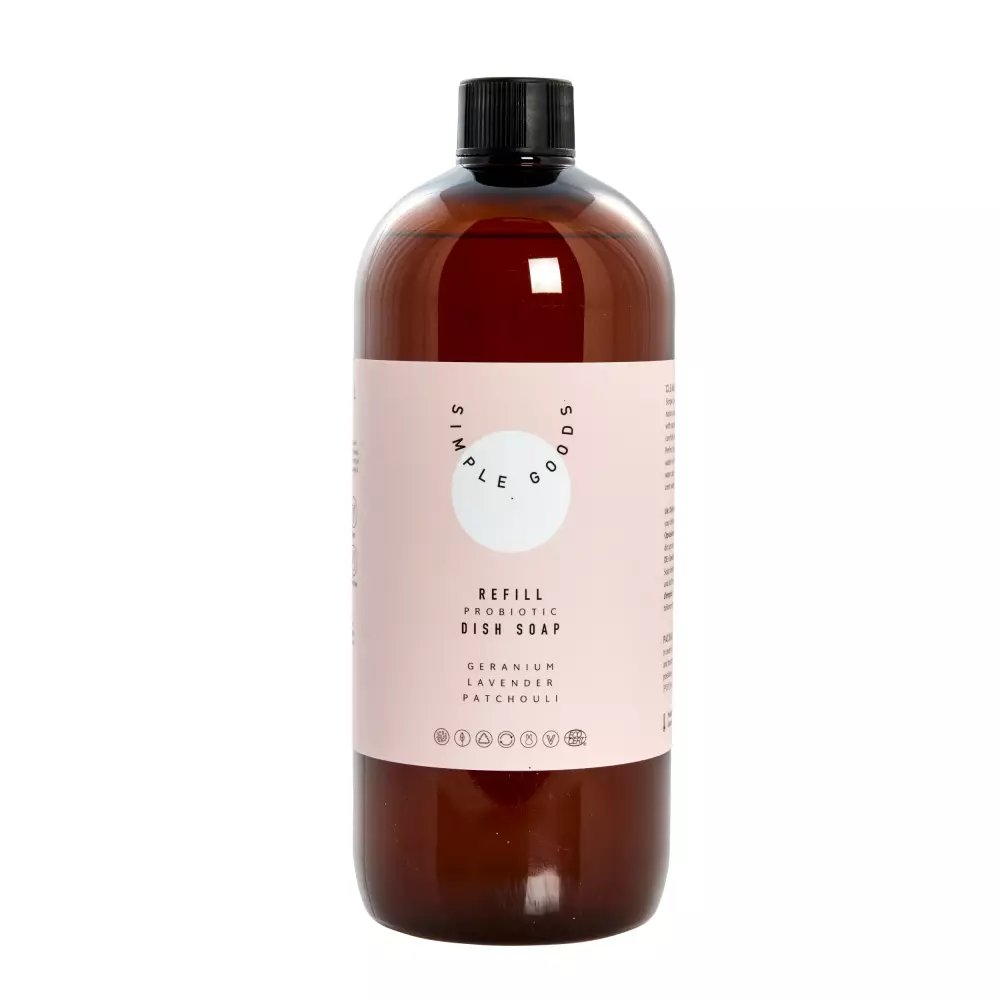 Refill Oppvasksåpe Geranium 1000ml, 0655729656351, 50148, Kjøkken, Renhold, Simple Goods, Lene Bjerre, Refill Dish Soap Geranium Lavender Patchouli 1000 ml