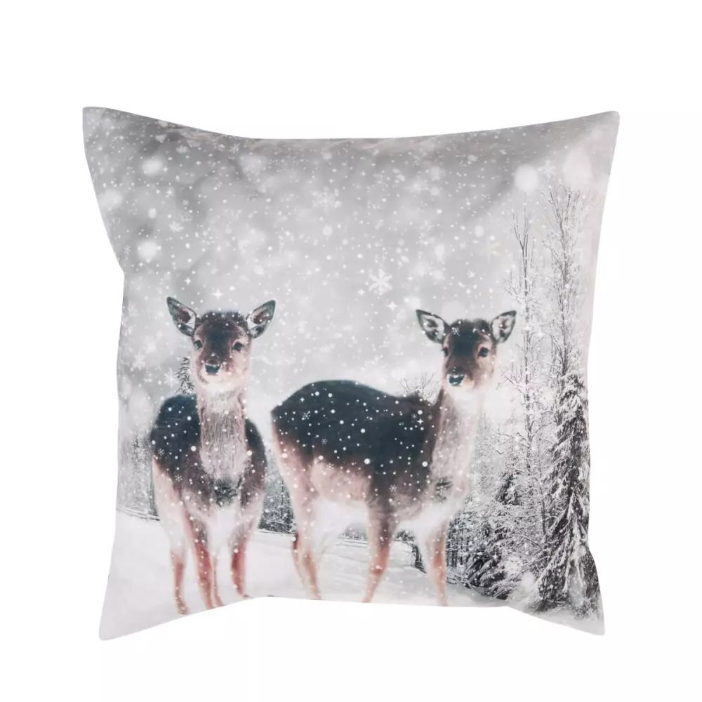 Dådyr Putetrekk, 7020629380997, 50220017, Jul, Putetrekk, House of Christmas, Martinsen AS, Dådyr - Putetrekk Hvit, brun 45x45 Polyester